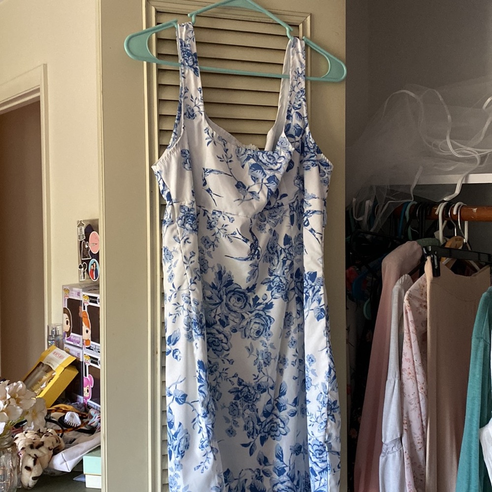 Zaful blue china dress 100% polyester